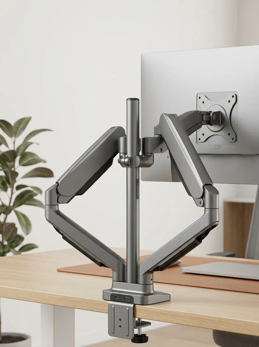 Office Worker Ergonomic Dual Arm Adjustable Monitor Stand