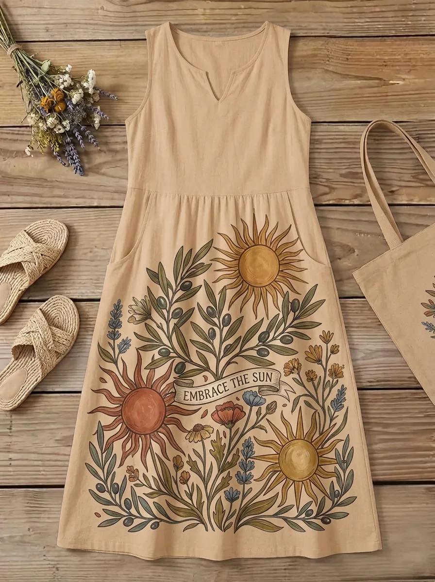 Boho Sun Floral Embrace The Sun Tank Dress