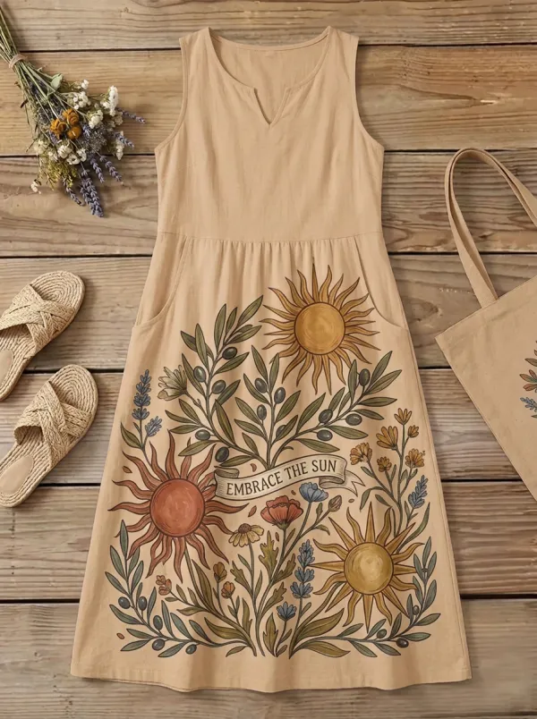 Boho Sun Floral Embrace The Sun Tank Dress