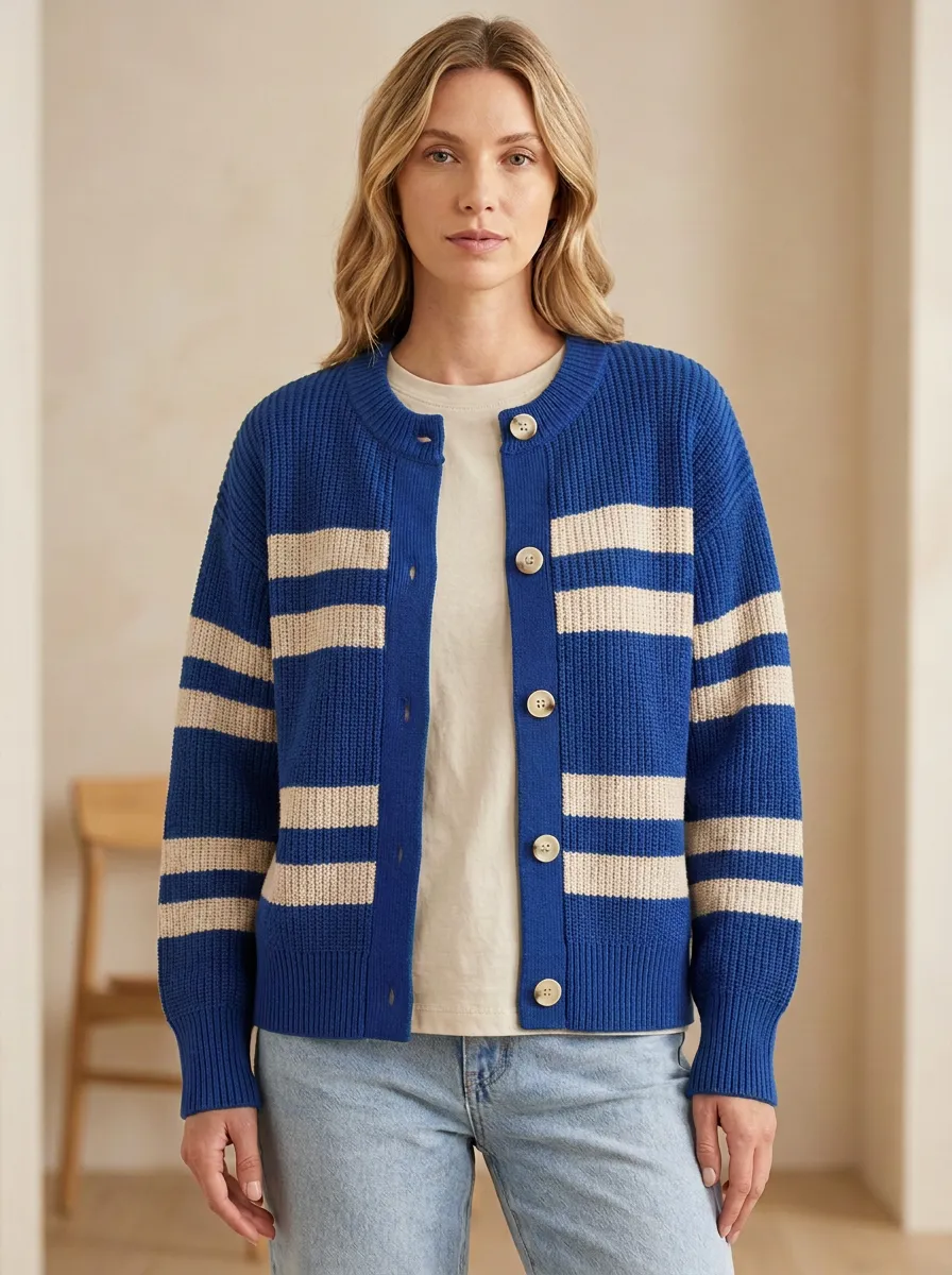 Heritage Striped Rugby Striped Knit Cardigan