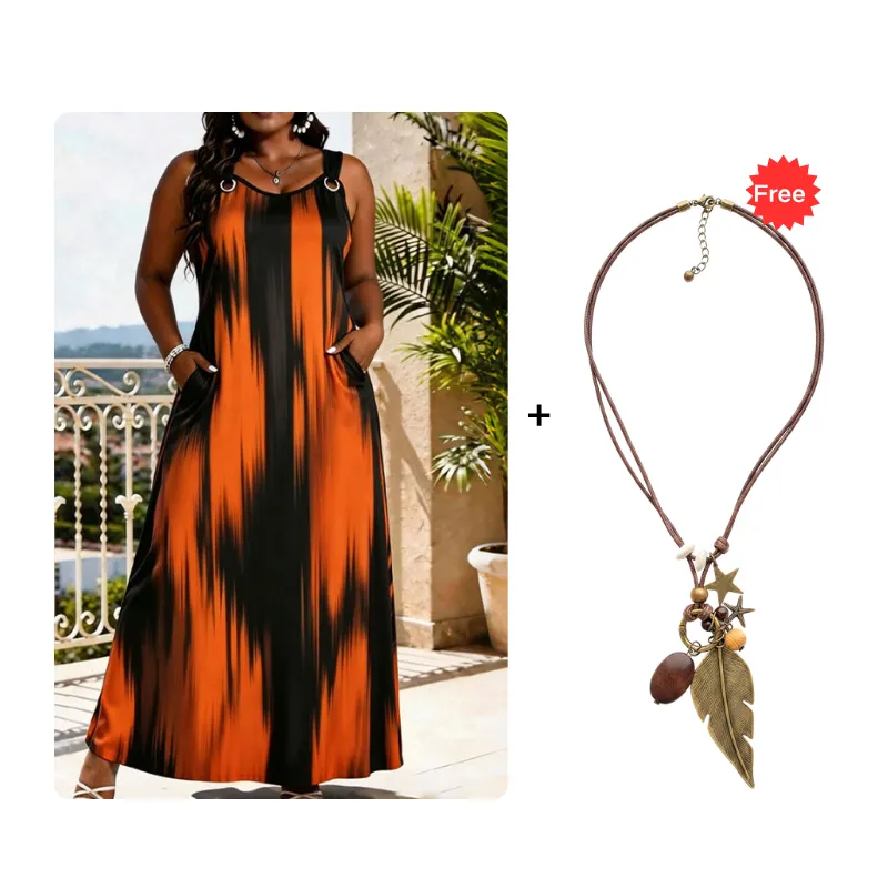 ⌛Limited-Time Offer-Women's Plus Size Sleeveless Striped Dress