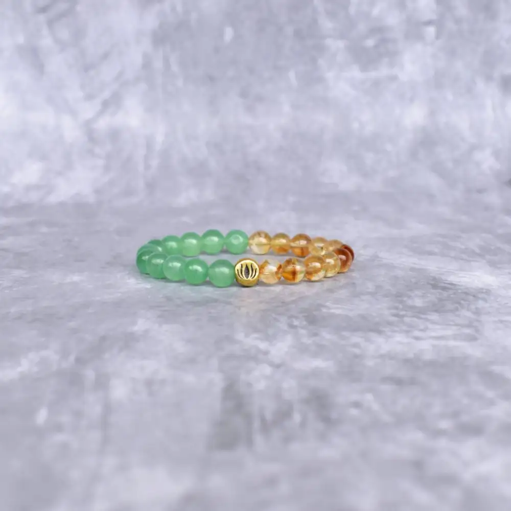 Lotus Citrine Aventurine Bead Bracelet