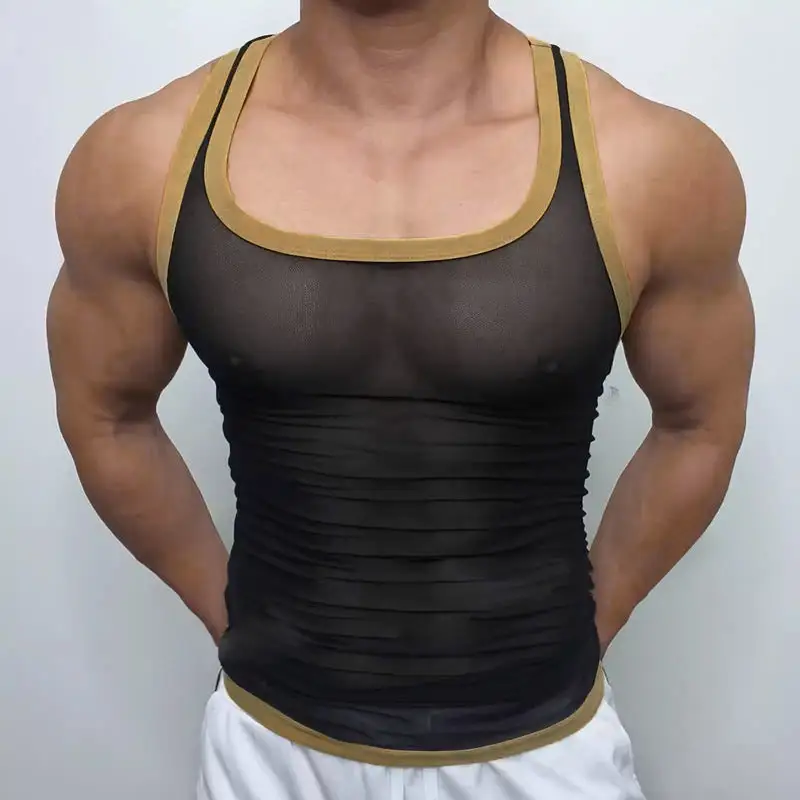 Men's Ringer Top Fine Cotton Elastane With Contrasting Piping And Slim-Fit