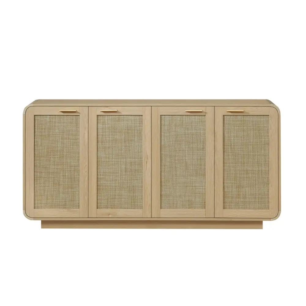 Rattan Storage Sideboard Buffet Cabinet With Four Doors