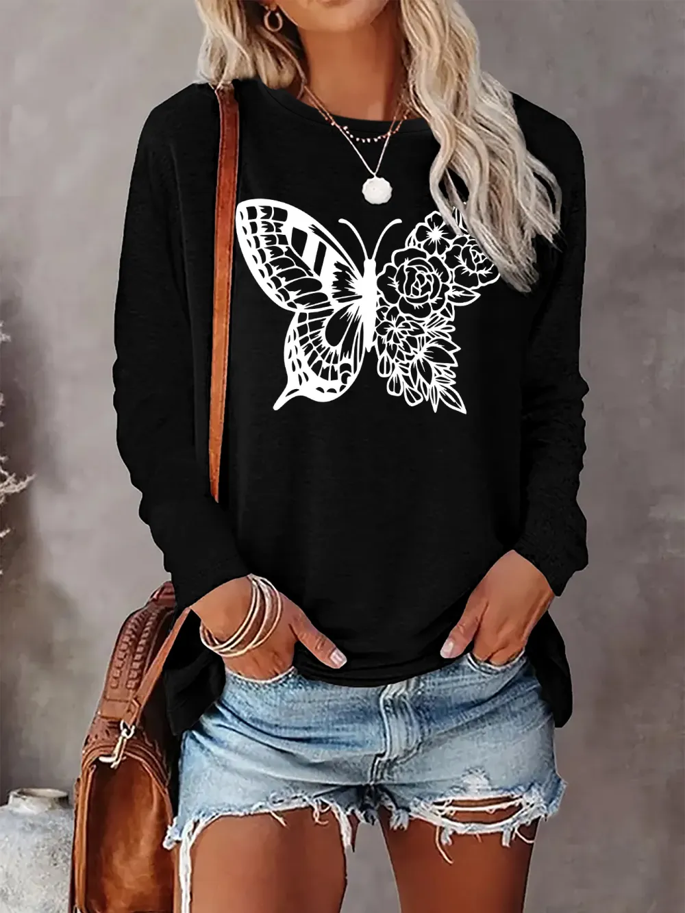 Boho Floral Butterfly T-Shirt