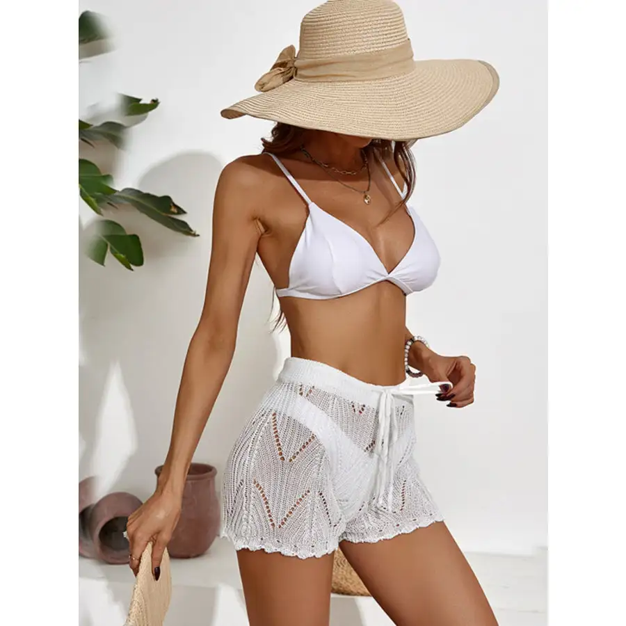Women's Cutout Drawstring Shorts Swim Bottom