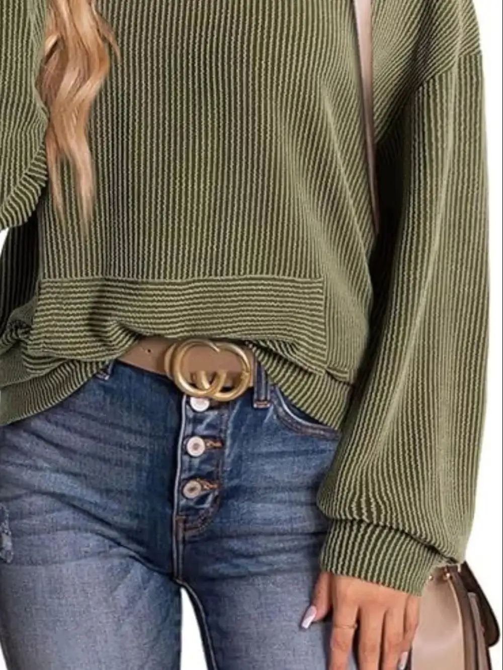 Pocketed Oversized Ribbed Hoodie