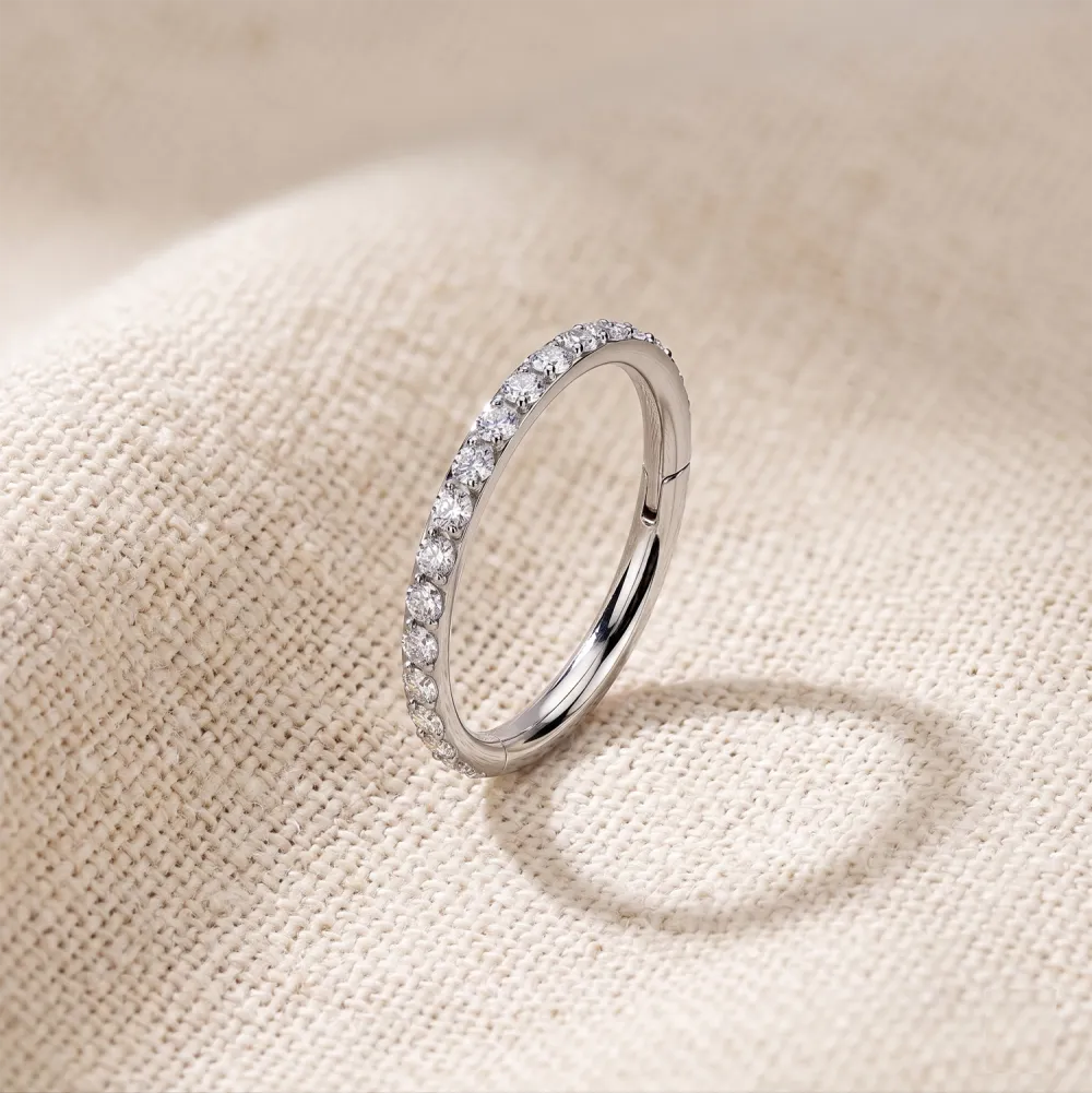 Surgical-Steel Crystal Hinged Hoop Ring