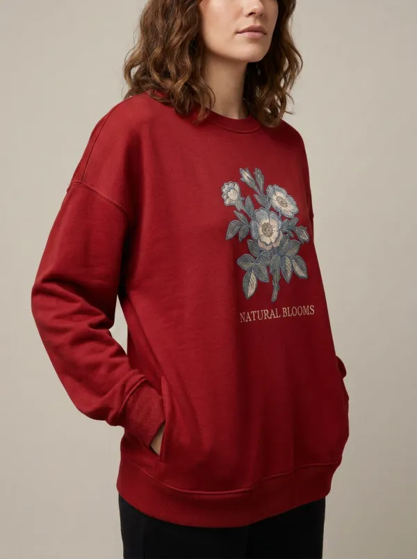 Women's Natural Blooms Floral Botanical Printed Sweatshirt