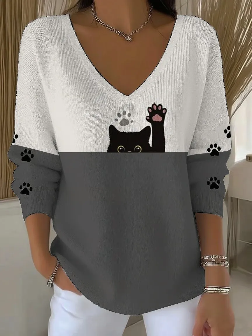Women's Autumn Naughty Cat Casual Top