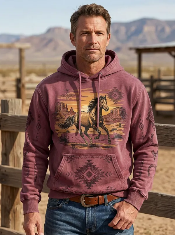 Range Rider Horse Desert Aztec Country Classic Men's Western Sweatshirt