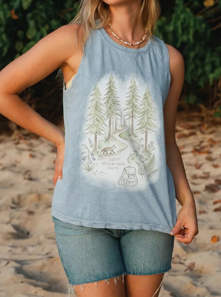 Women's Nature Lover Forest Fox Hiking Printed Tank Top