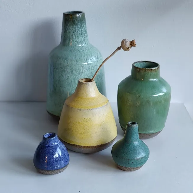Sculptural Stoneware Bud Vase