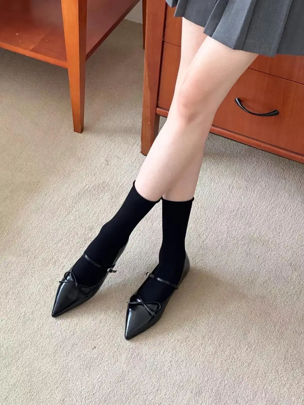 Textured Faux Leather Everyday Flats