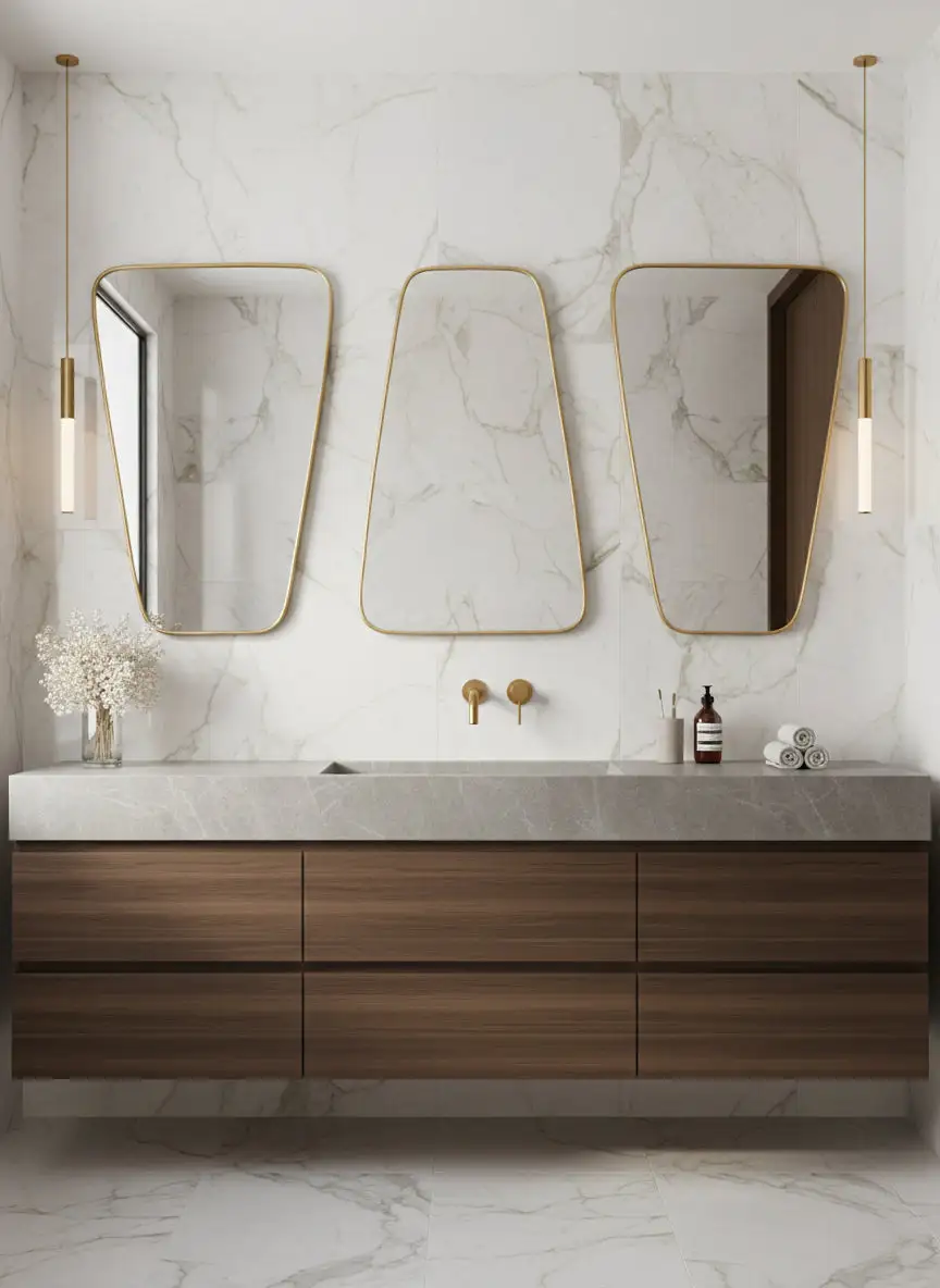 Geometric Triangle Brass Wall Mirror