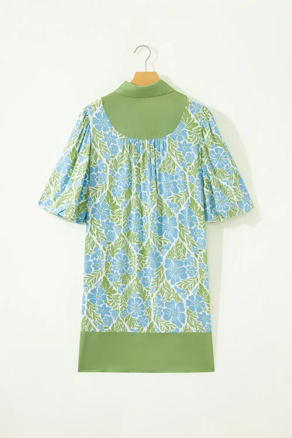 Floral Mixed Panel Collared Mini Dress
