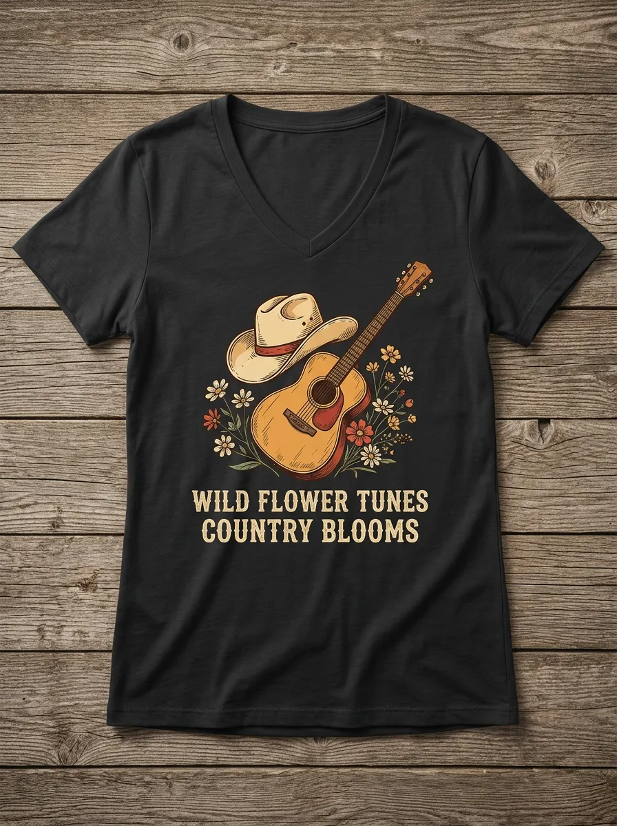 Cowboy Cowboy-Hat Custom Country Music V-Neck T-Shirt