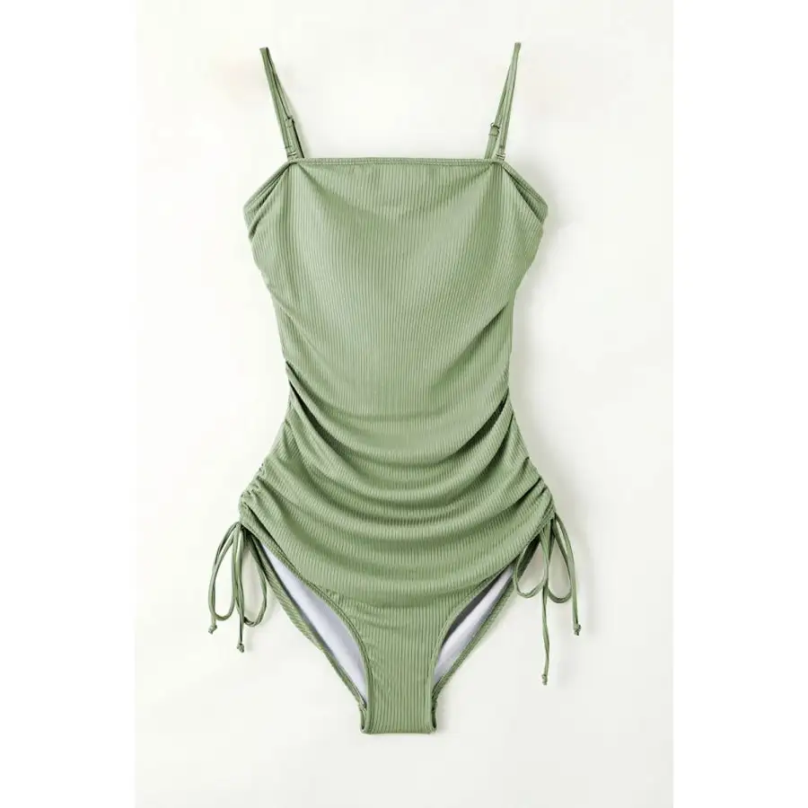 Women's Ribbed Cutout Drawstring One-Piece Swimsuit