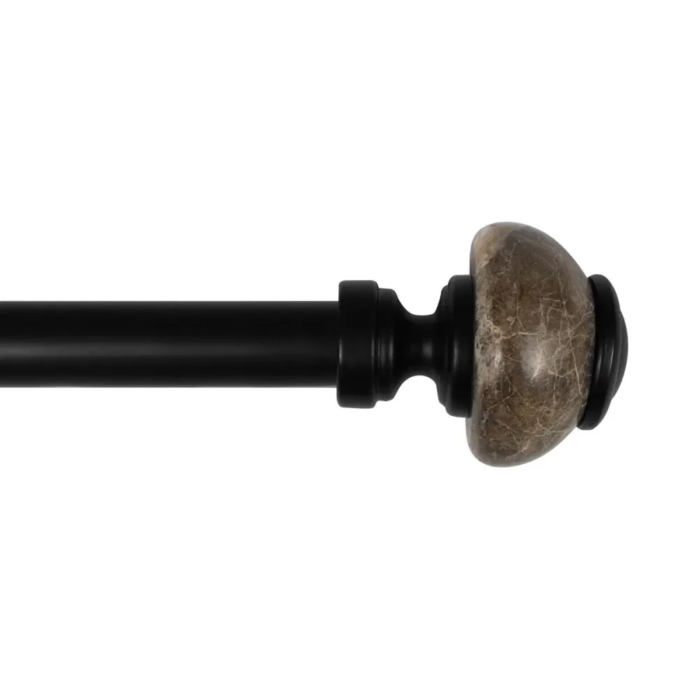 Adjustable Marble Finial Metal Curtain Rod 66 x 120-Inch