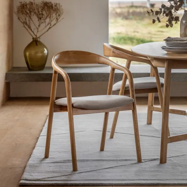 Upholstered Curved Tapered-Leg Chair