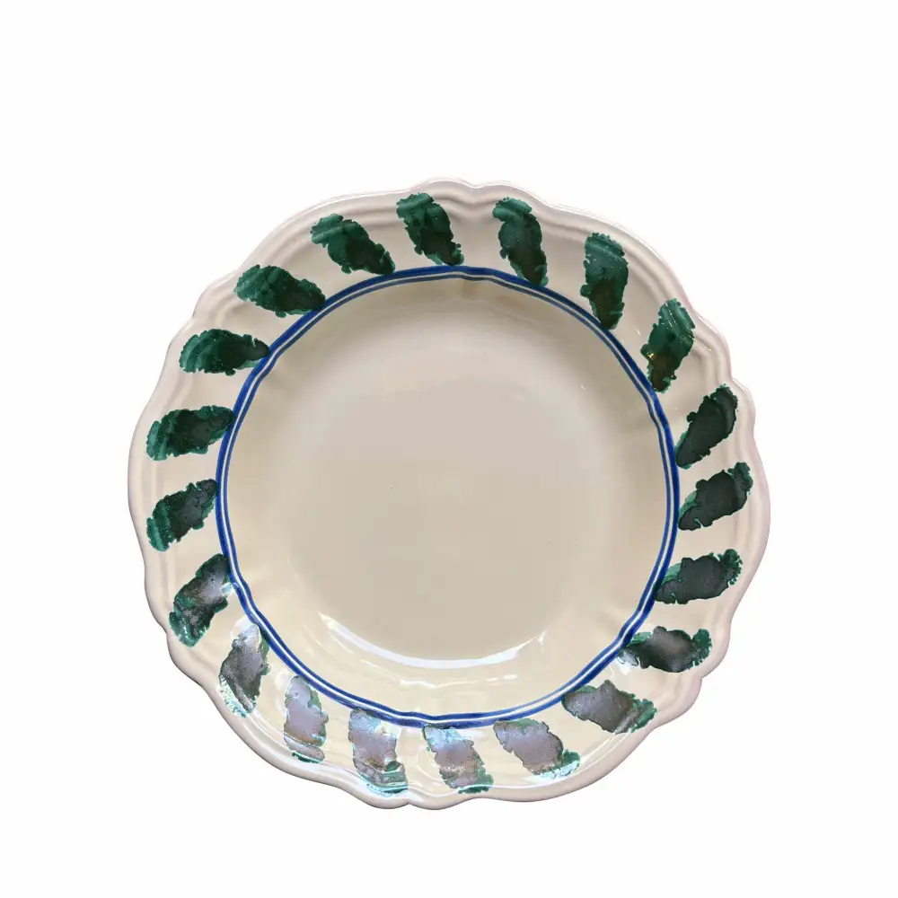 Scalloped Coastal-Inspired Ceramic Pasta Bowl