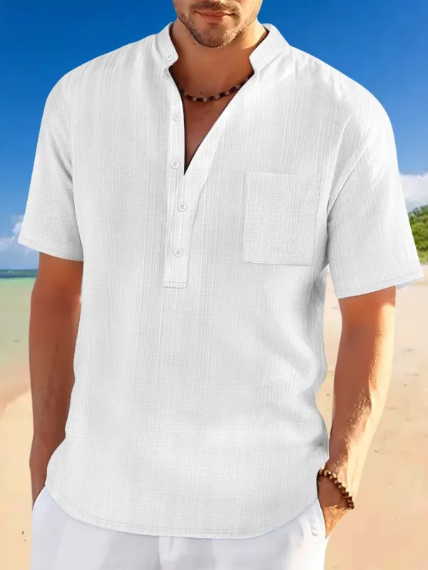 Easy Fit Button Front Short Sleeve Collared Polo Shirt