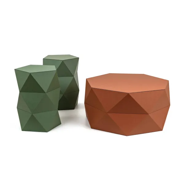 Leather Faceted Coffee Table