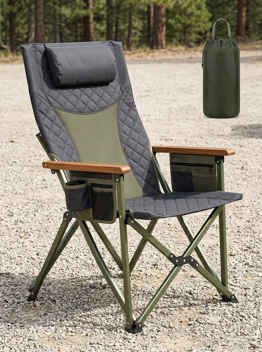 Quilted Padded Folding Camping Chair
