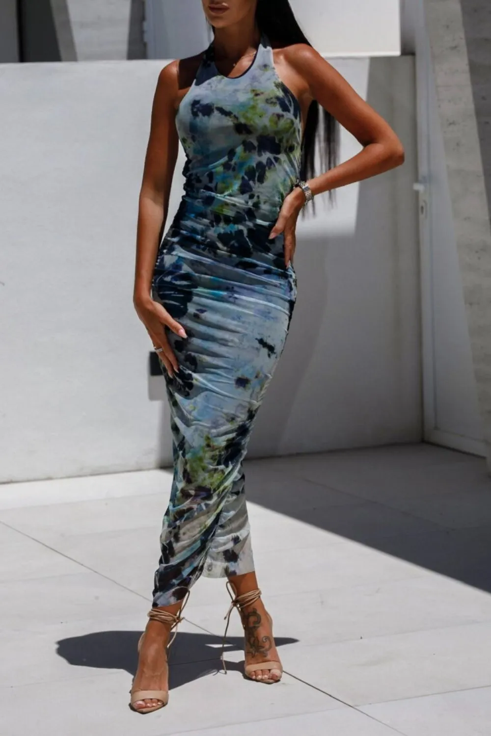 Halter Printed Casual Dress