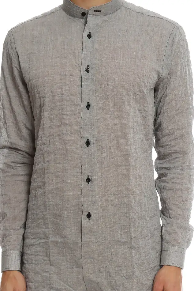 Cotton Mandarin Collar Shirt