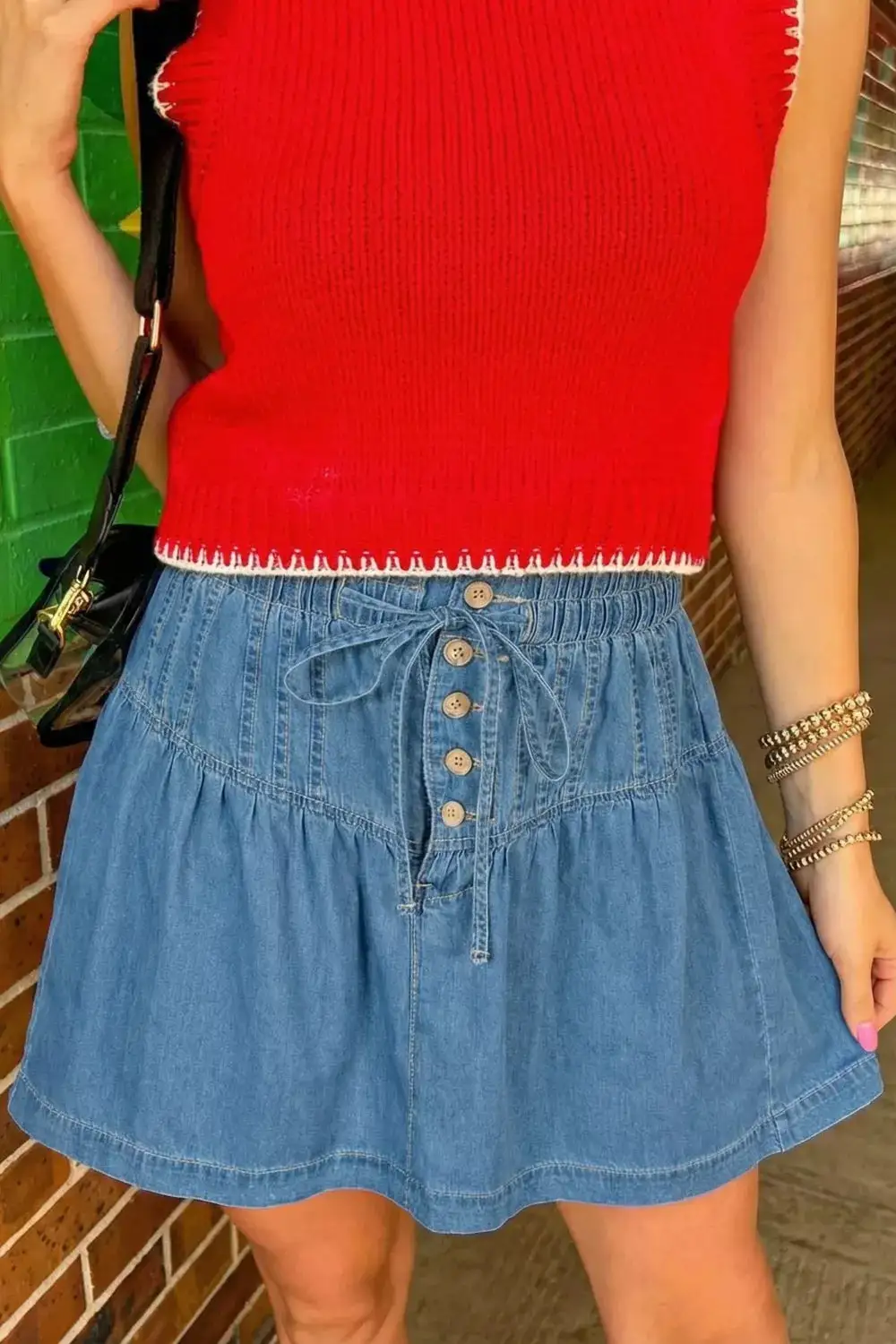 Denim Drawstring Skirt
