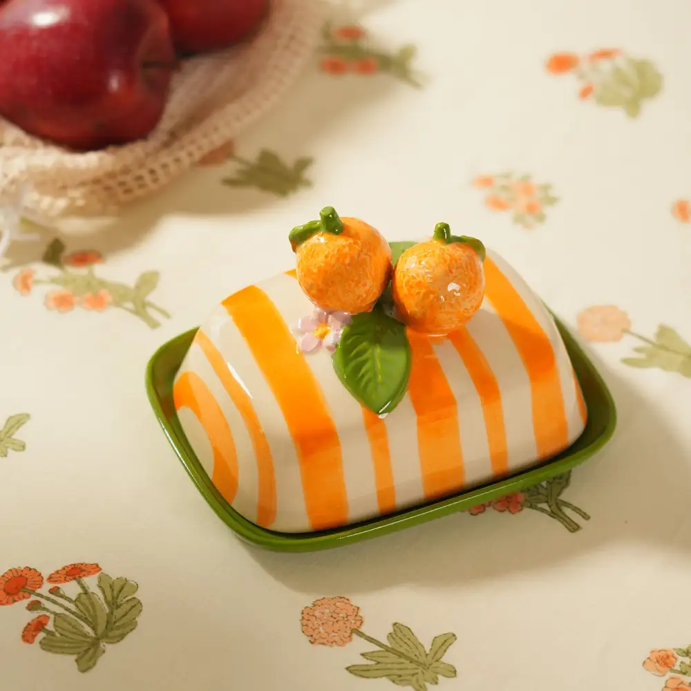 Striped Ceramic Butter Keeper