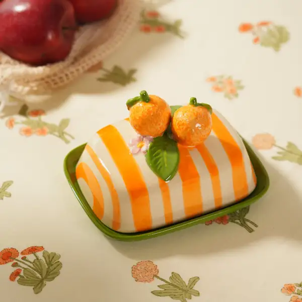 Striped Ceramic Butter Keeper