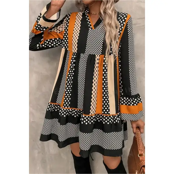 Soft Everyday Notched Long Sleeve Mini Dress