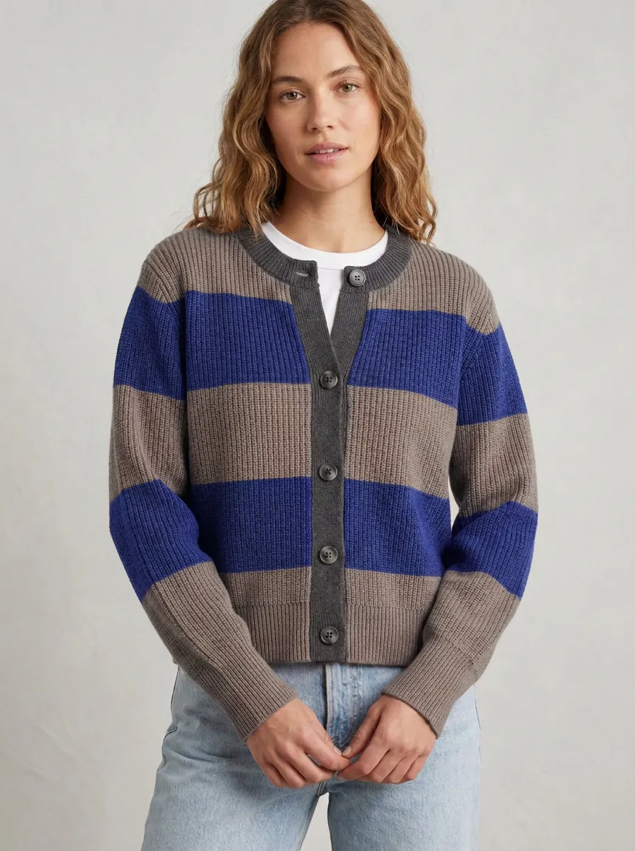 Classic Rugby Distinctive Rugby Striped Knit Cardigan