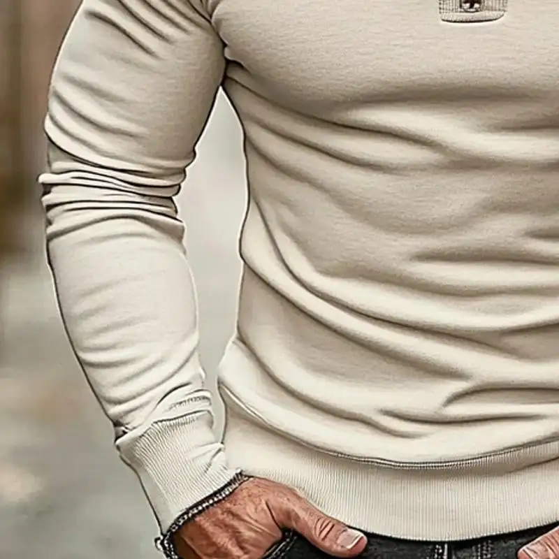 Textured Easy Band Collar Sweatshirt