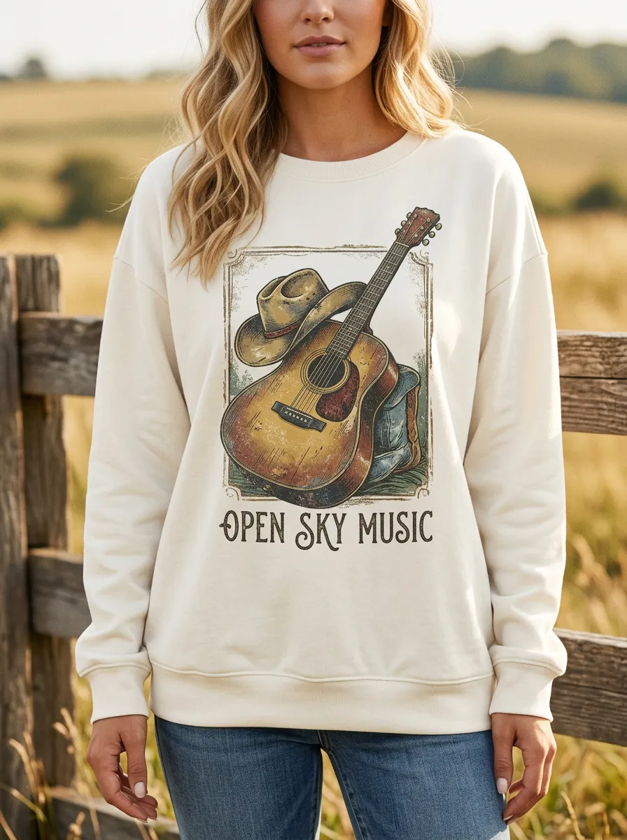 Western-Inspired Graphic Women's Country Music Long-Sleeve Shirt