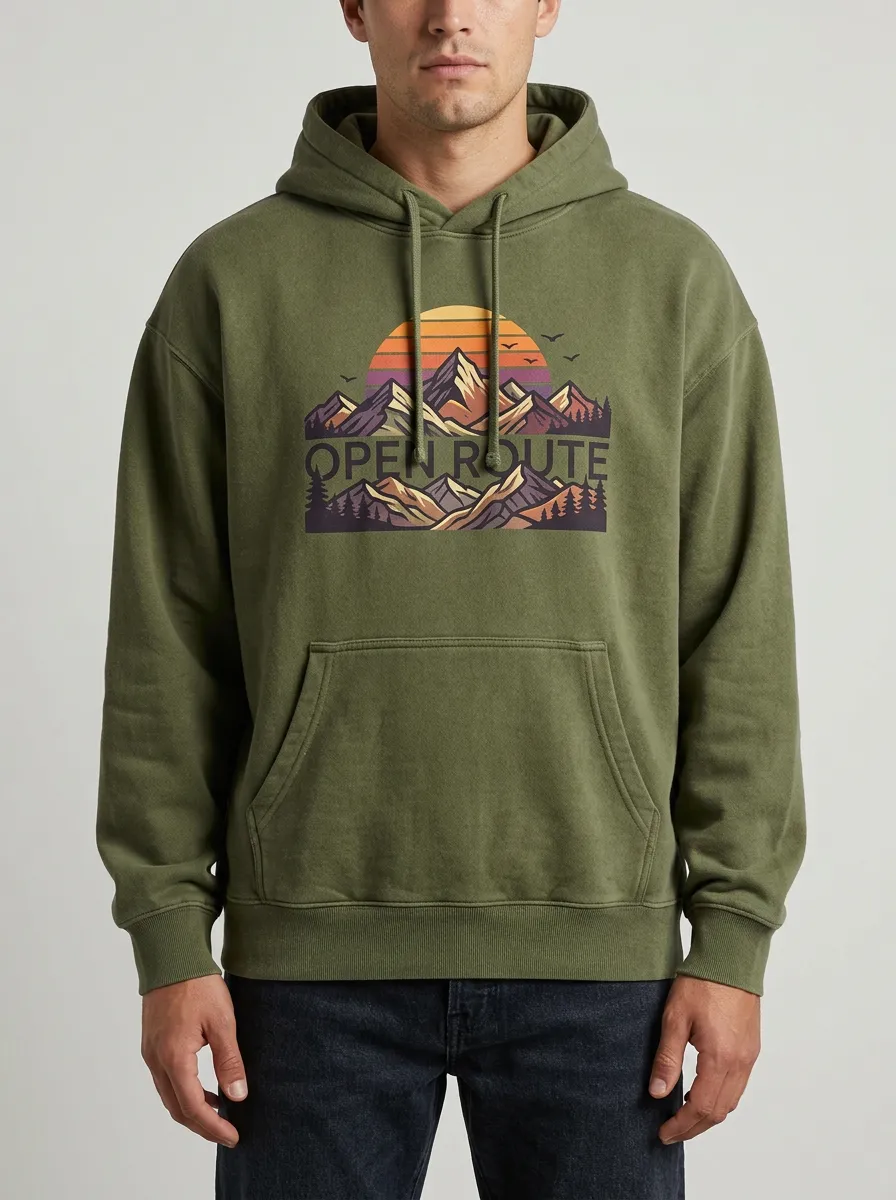 Open Route Mountain Sunset Landscape Hoodie