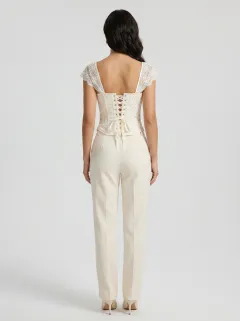 Gothic Floral Lace-Trim Women's Corset Top