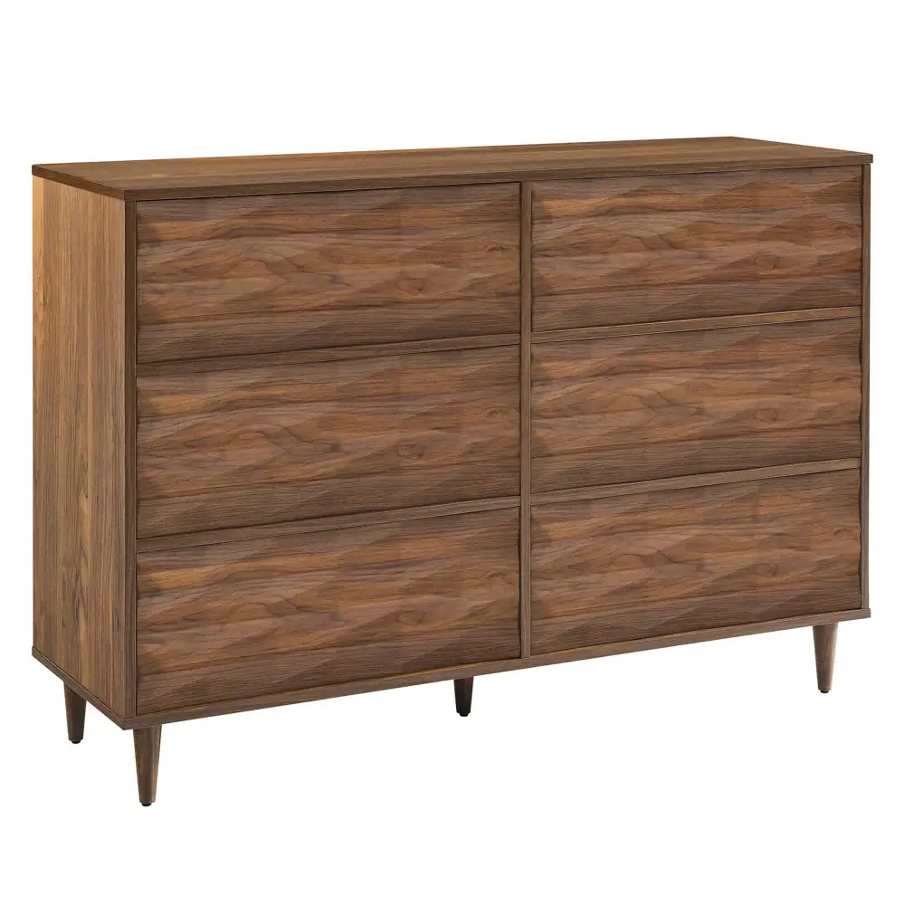Tapered Legs Six Drawer Dresser