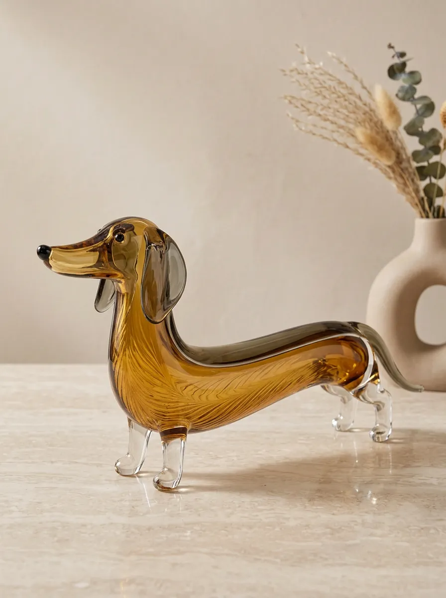 Warm Glow Dachshund Glass Sculpture