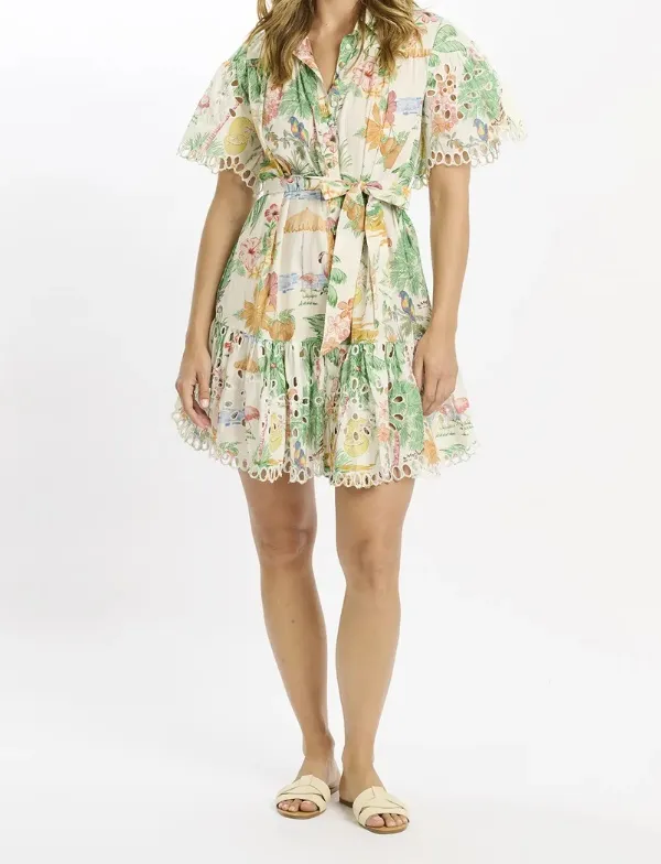Floral Print Belted Ruffle Mini Dress