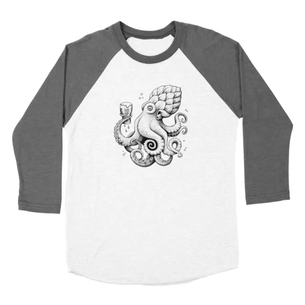 Men's Casual Graffiti Octopus Print Long-Sleeved T-Shirt