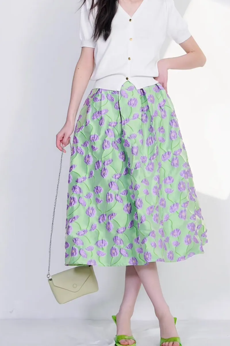 Simple Resort Everyday Casual Embroidered Skirt