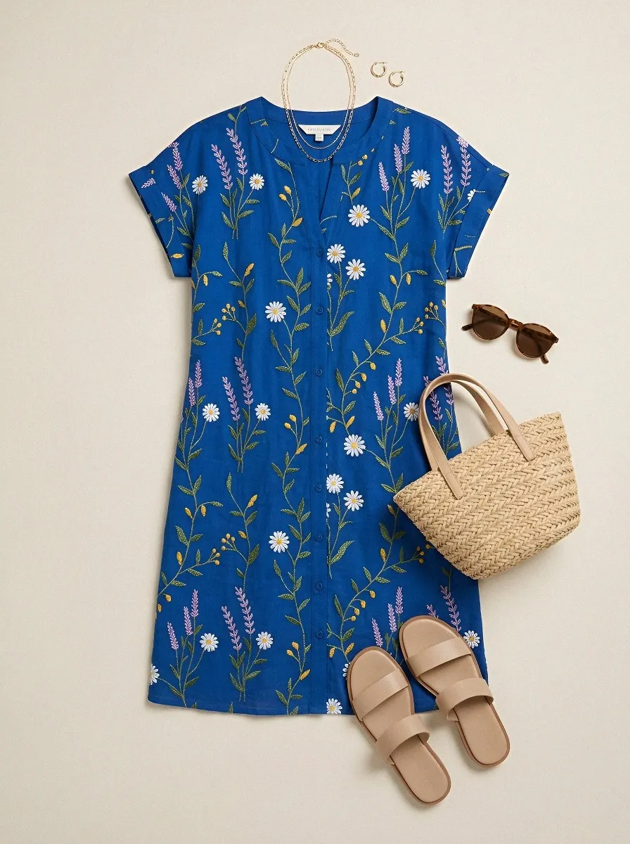 Women's Summer Vacation Daisy Hibiscus Floral Printed Dress