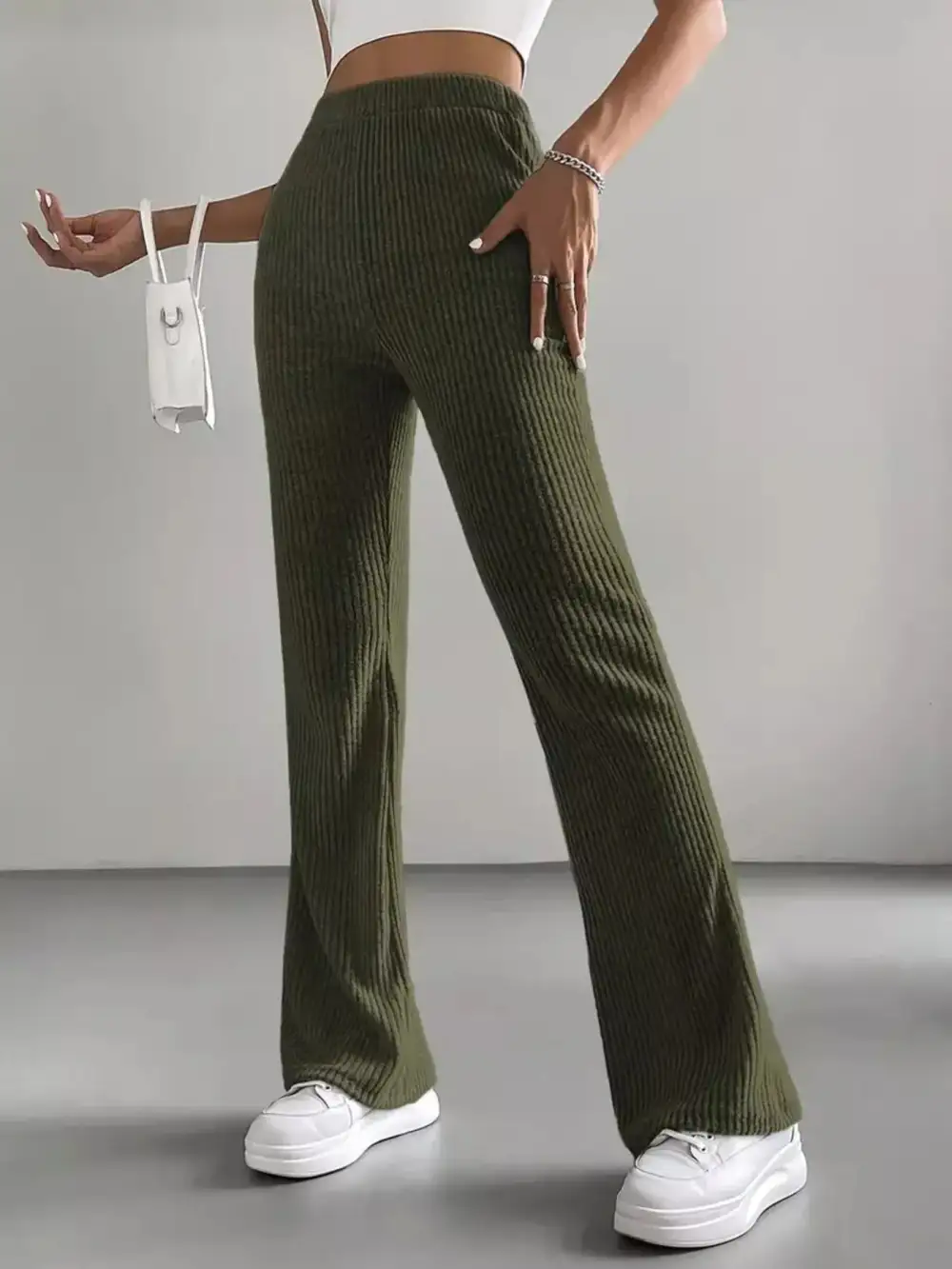 High Waist Flared Casual Pants