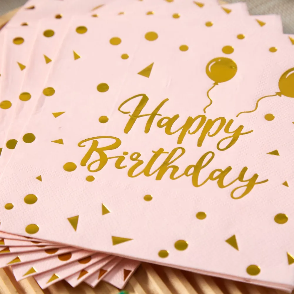 Gold Foil Birthday Napkins