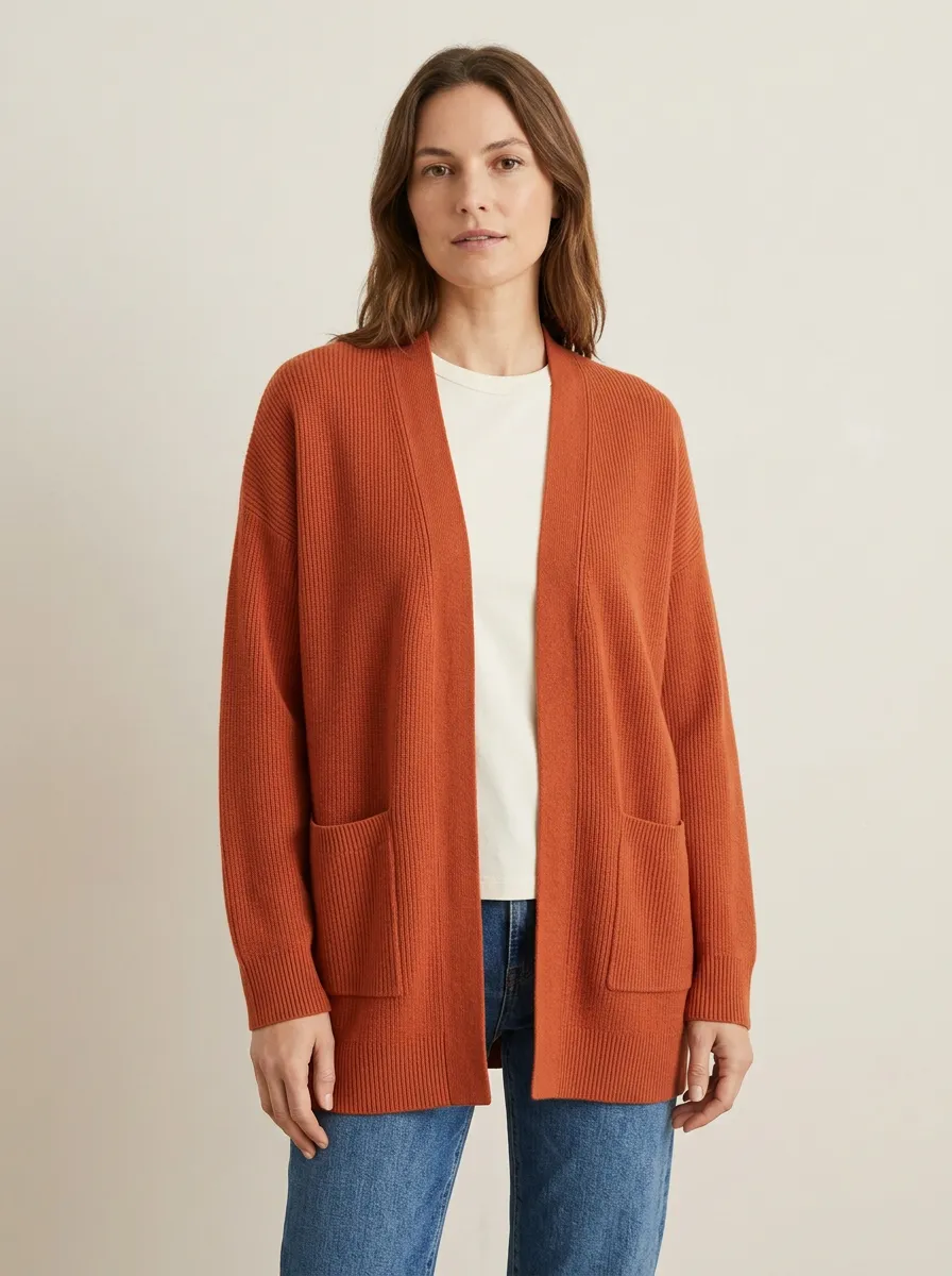 Everyday Ribbed-Knit Knit Cardigan
