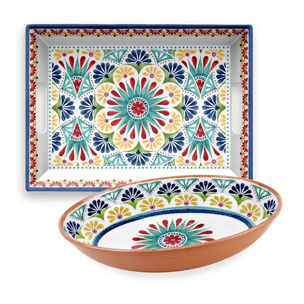 Melamine Oval Bowl and Rectangular Tray