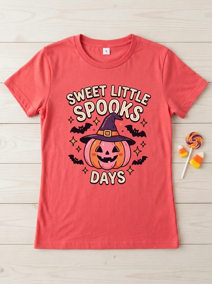 Pumpkin Bat Witch Halloween Graphic T-Shirt